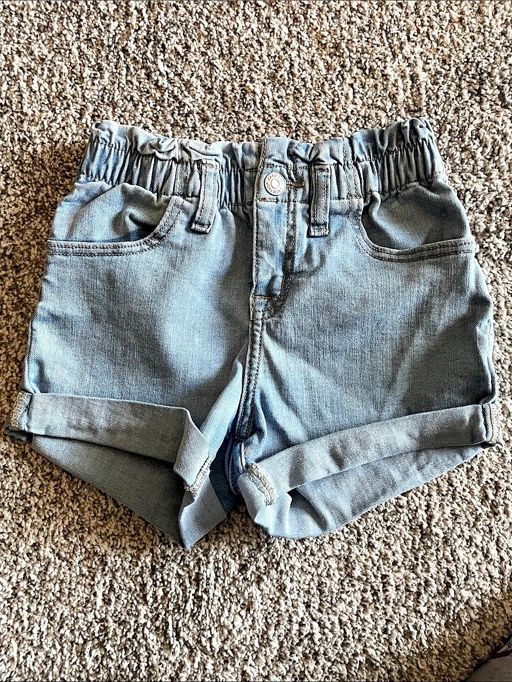 Cat & Jack Girls Denim Paperbag Waist Shorts Girls Small Blue